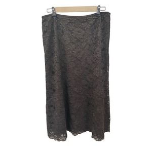 Liz Claiborne Brown Lace Knee Length Straight Pencil Skirt Size 10